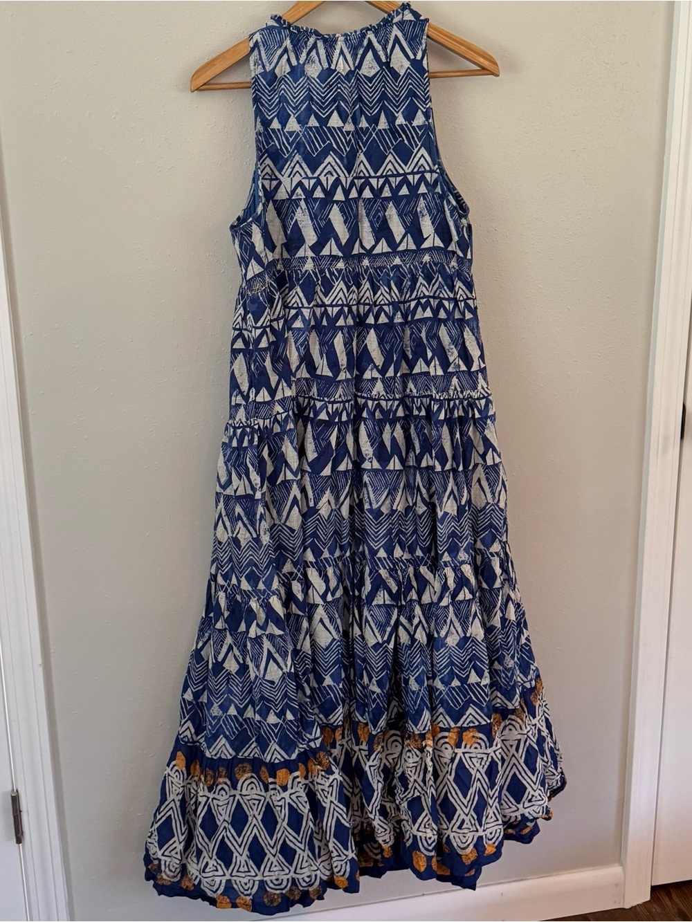 Anthropologie Blue Tiered Flowy Abstract Maxi Dress Size Medium - Picture 8 of 13